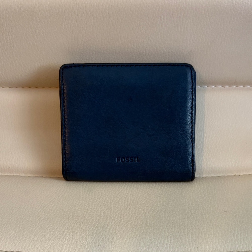 Fossil Navy Leather Wallet